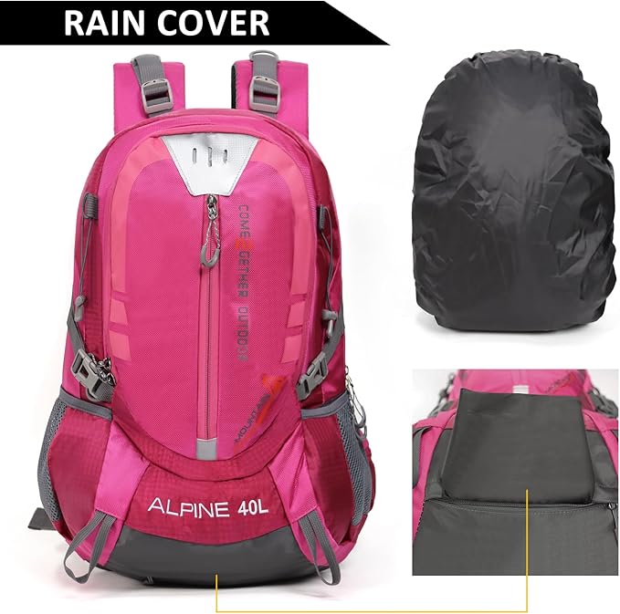 Hiking Backpack Camping 40L Outdoor Daypack Lightweight Travel Backpack with Rain Cover for Women