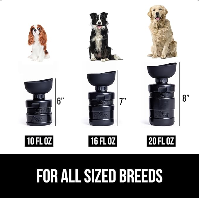 GORILLA GRIP Dog Water Bottle, Portable Water Bowl Dispenser for Dogs, 20 oz Leak Proof Pet Travel