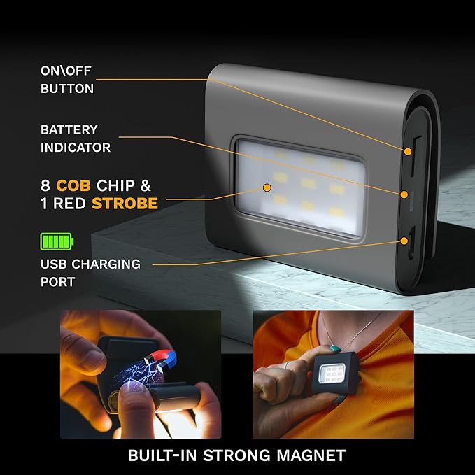 Running Light, 2Pack Reflective Running Gear for Runners, USB Rechargeable LED Light, Clip on