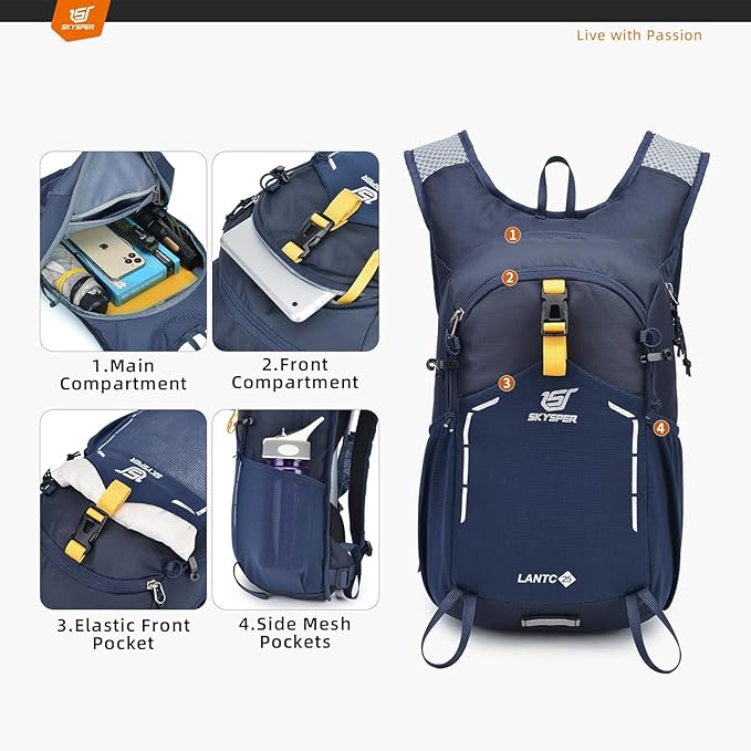 SKYSPER Small Hiking Backpack - 25L Travel Daypack Lightweight Bag Water Resistant Hiking Backpacks