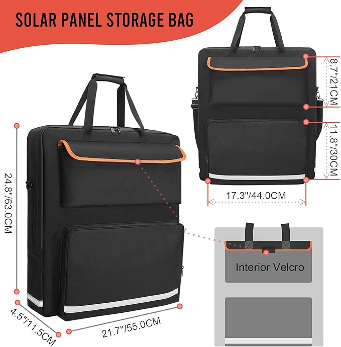 Solar Panel Storage Bag for 2 Solar Panels, Carrying Case for Jackery SolarSaga 100W 100X 200W