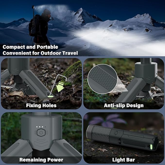 Telescopic Camping Light - 10500mAh Rechargeable Camping Lantern with Storage Bag, Dimmable