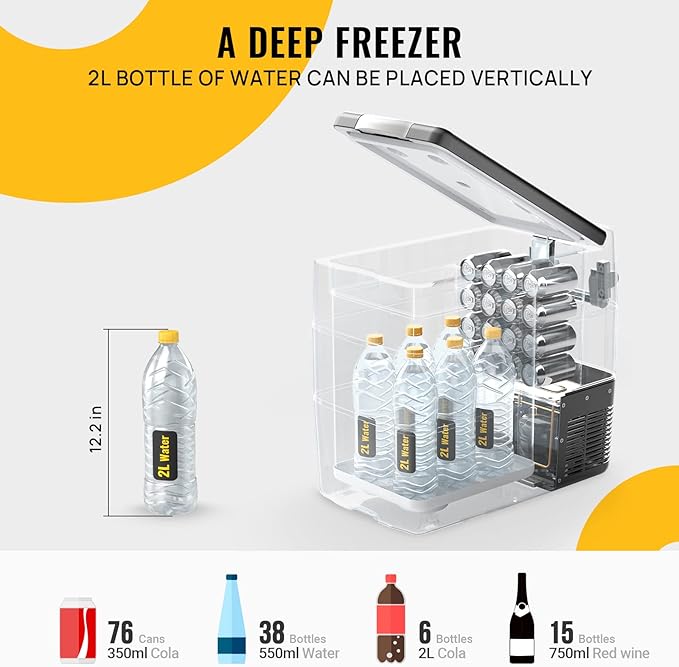 BougeRV 12V Portable Refrigerator 53 Quart Car Freezer Fridge Electric Cooler12V/24V DC 110~240Volt