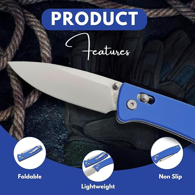 Rite Edge Premium Folding Pocket Knife 4.25" With Stainless Steel Blade, G10 Handle, Belt Clip