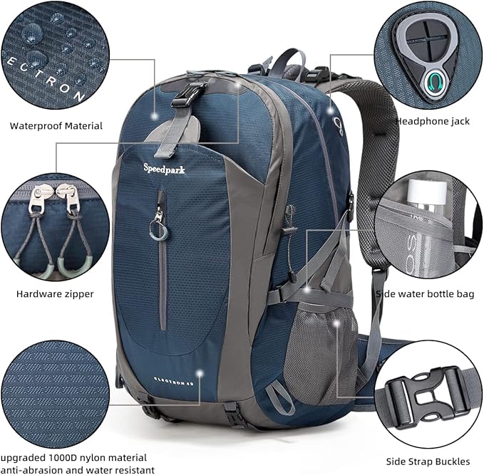 SPEEDPARK Hiking Backpack 40L Waterproof Hiking Daypack with Rain Cover, Outdoor Trekking Travel