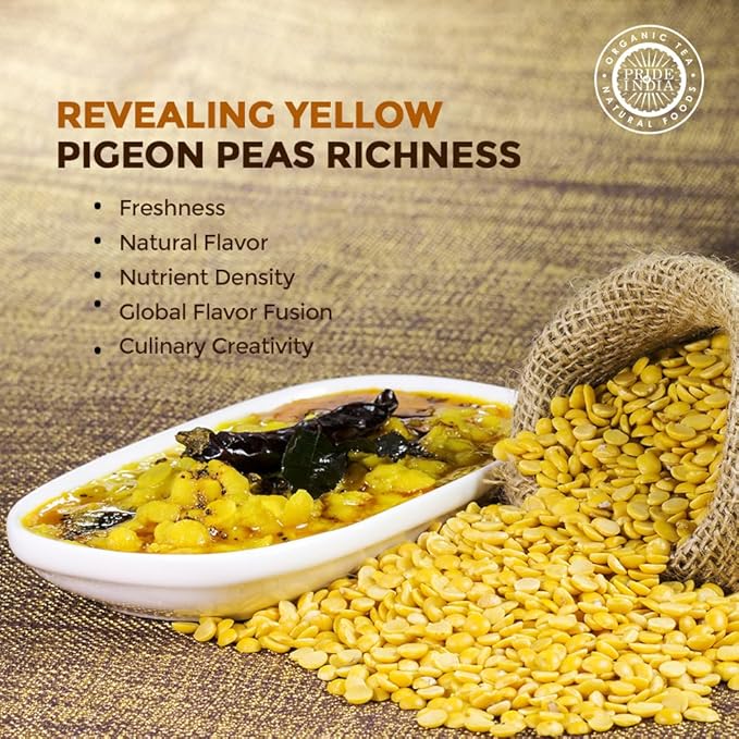 Pride Of India - Indian Split Yellow Pigeon Peas - Protein & Fiber Rich Toor (Arahar) Dal, 3.0