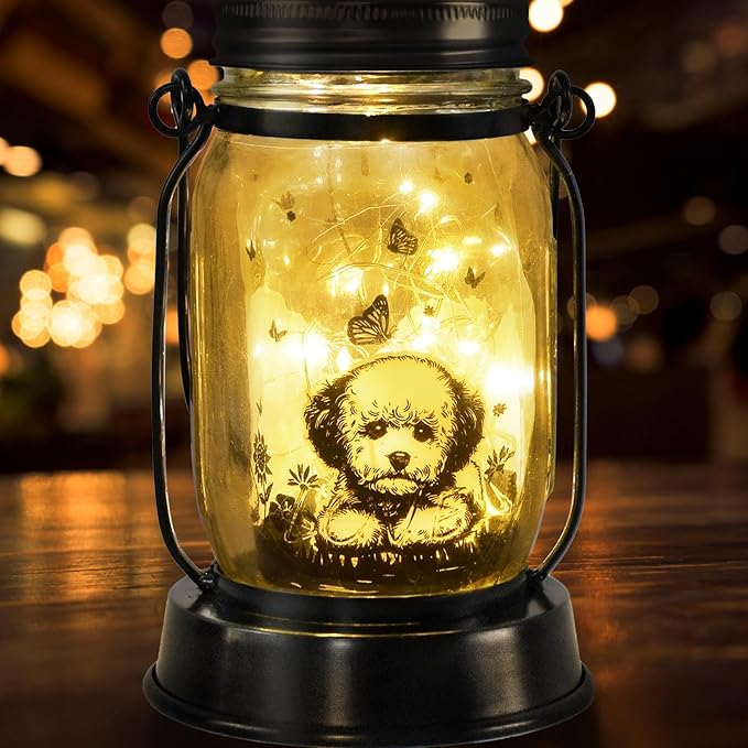 Bichon Dog Gifts for Women/Men Bichon Frise Solar Lanterns Birthday Dog Lovers Lantern Pet Loss Dog