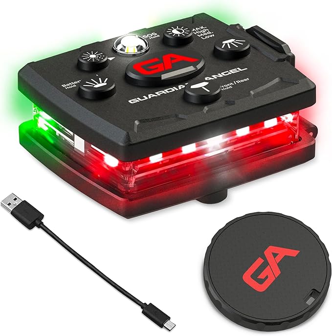 Guardian Angel Micro Series Safety Lights, Beacon Device (Red Front & Green Rear) | Rechargeable