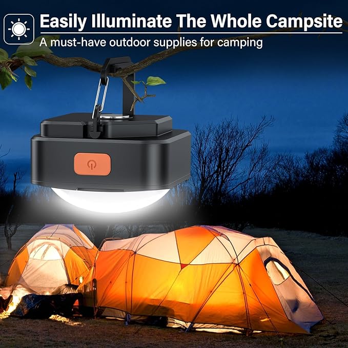 Rechargeable Camping Lights FLY2SKY 4Pcs Black Tent Lights Mini Flashlight Portable LED Camping