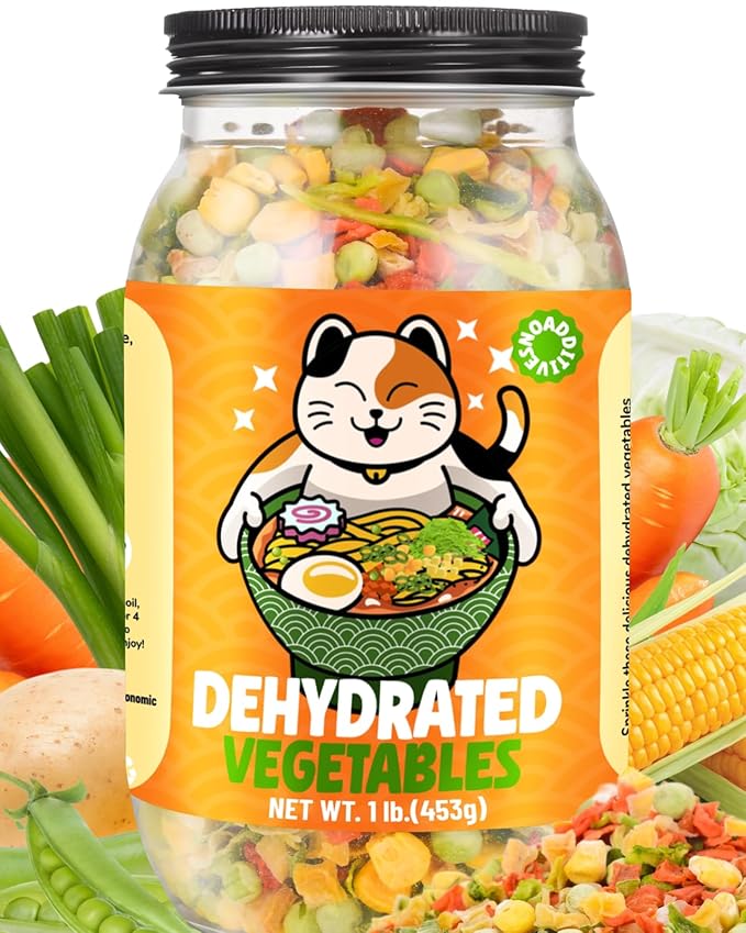16OZ Dehydrated Freeze Dried Vegetables - 100% Natural Large Packaging Ramen Toppings, 6 Mixed
