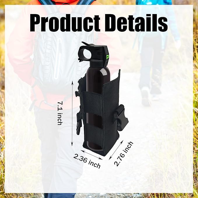 Bear Spray Holster for 7.9, 9.2 & 10.2 oz Canisters ??Heavy-Duty Black Nylon Pouch with Quick