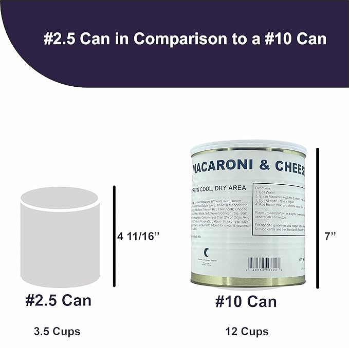 Military Surplus Freeze-Dried Uncooked Macaroni and Cheese – 24 Servings per Can – 58 oz – Easy