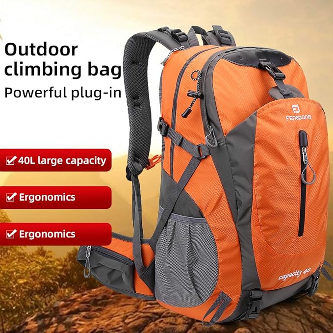 FENGDONG 40L Waterproof Lightweight Outdoor Daypack Hiking,Camping,Travel Backpack for Men Women