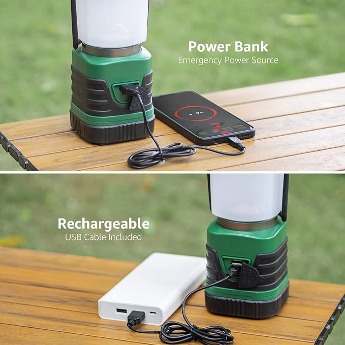 Lighting EVER 1000LM LED Camping Lantern Rechargeable, 4400mAh Power Bank, Camping Essential with 4