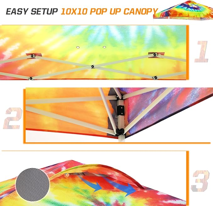 EAGLE PEAK Pop Up Canopy Tent with Wheeled Carry Bag, 8 Stakes, 4 Ropes, 4 Weight Bags, Easy Set Up