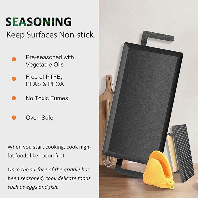 Universal Large Carbon Steel Griddle for Outdoor Gas Grill, Induction, Gas/Electric Stove, and