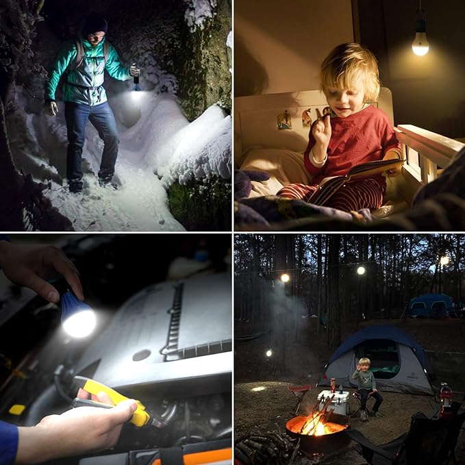 Lepro LED Camping Lantern, Camping Essentials, 3 Lighting Modes, Hanging Tent Light Bulbs with Clip