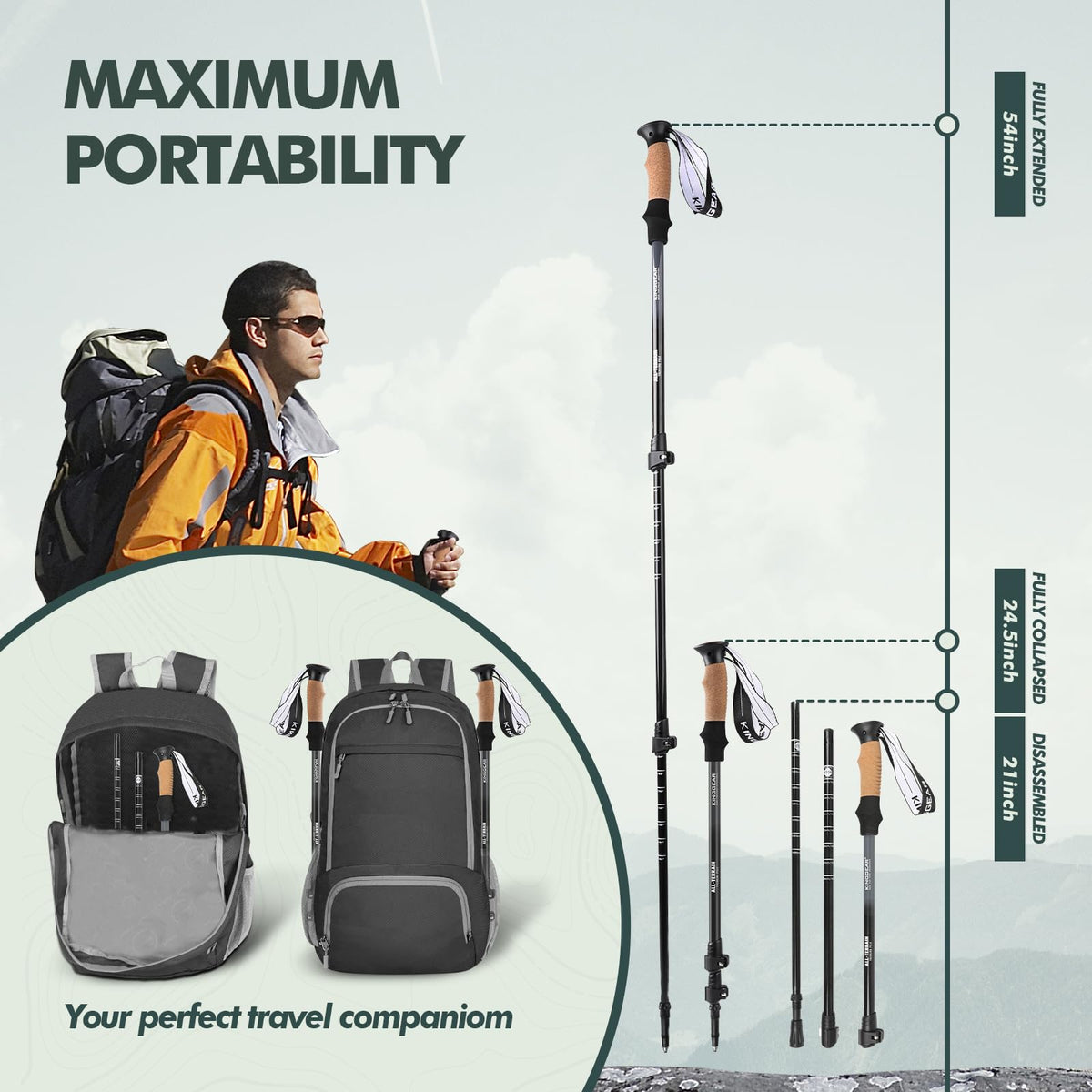 KINGGEAR Trekking Poles - 7075 Aluminum - product view 4