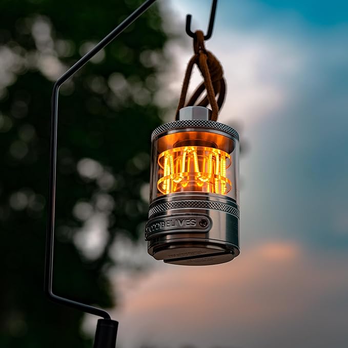 ZOOOBELIVES Vintage Aluminum Camping Lantern Light - Dimmable Warm Glow Lamp, Handcrafted Alloy