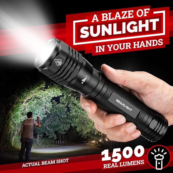 GearLight S2500 LED Flashlight - Extremely Bright, Powerful Tactical Flashlights with High Lumens