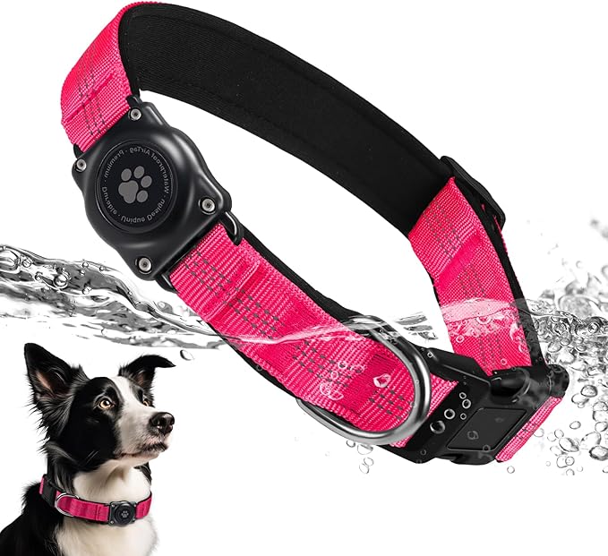 Upgraded AirTag Dog Collar, IP68 Waterproof Air Tag Dog Collar Holder, Reflective, Ultra-Durable