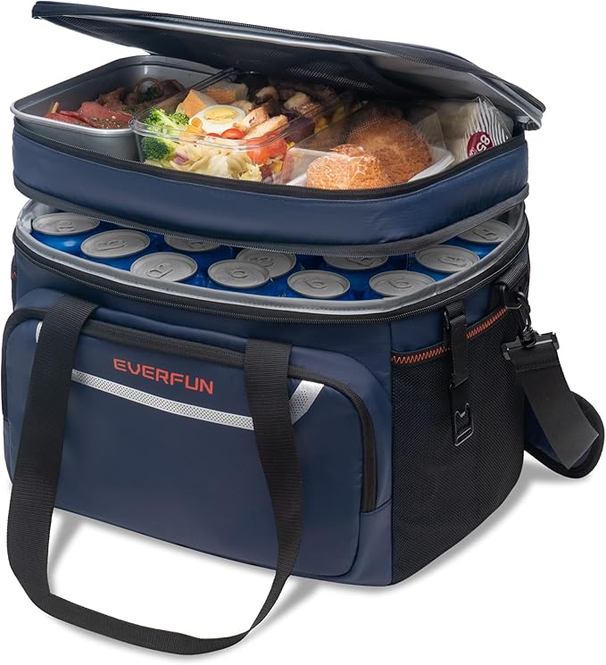 EVERFUN Small Cooler Lunch Box Mini Leak-Proof Soft Double Deck 24 Can Personal Insulated