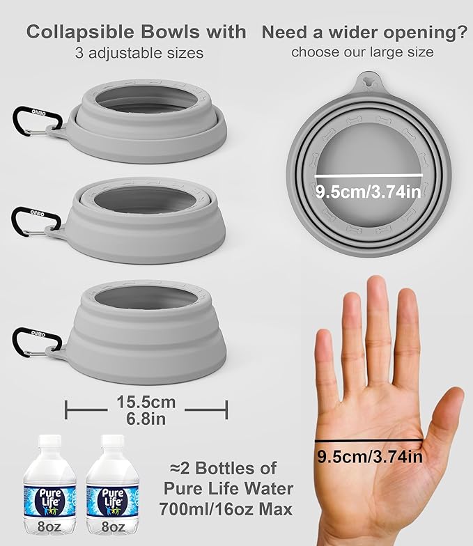 OHMO Spill Proof Collapsible Dog Water Bowl 24oz for Cars, No Splash Portable Bowls for Dog Travel