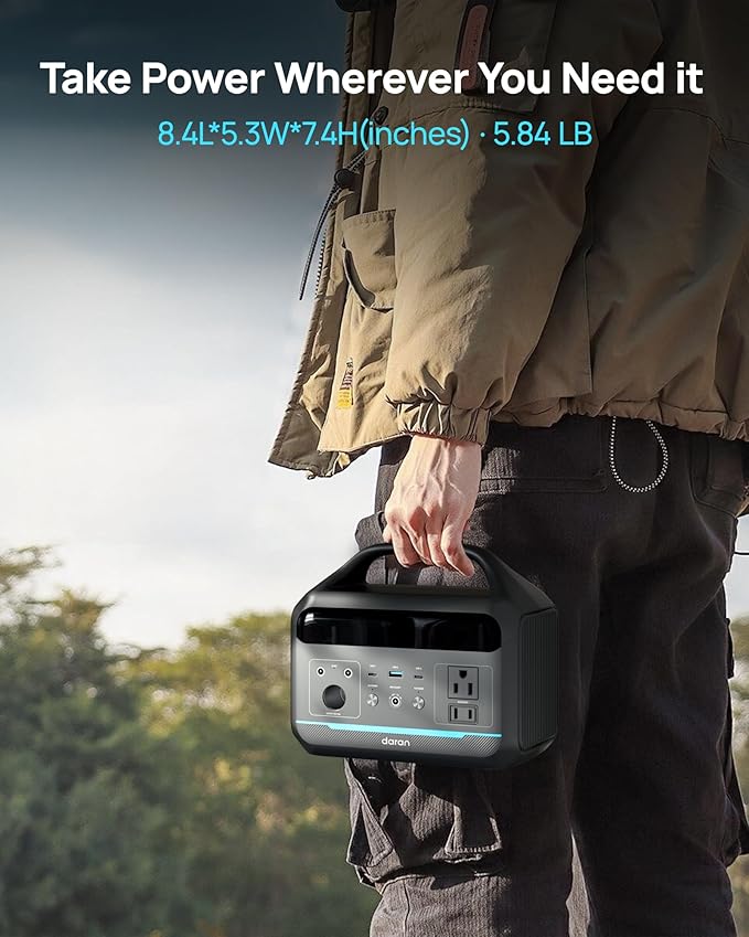 DARAN Portable Power Station 192Wh with Protective Carrying Bag, 300W (600W surge) LiFePO4 Battery