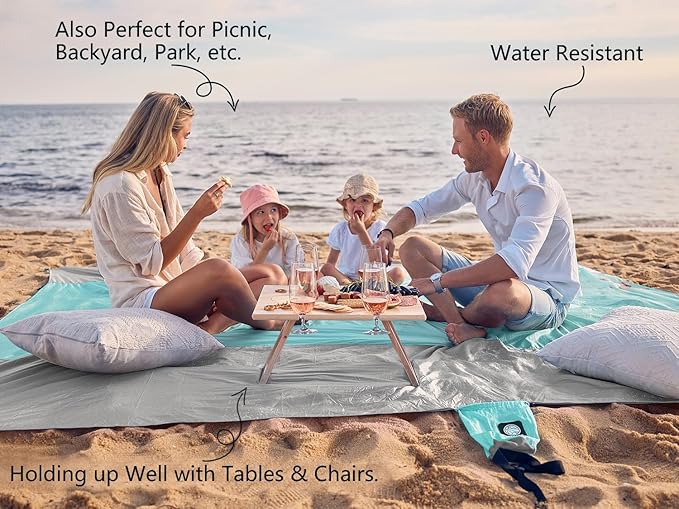 WEKAPO Beach Blanket Sandproof Waterproof, Extra Large Beach Mat, Oversized & Compact Sand Free Mat