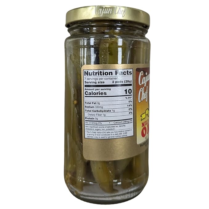 Cajun Chef Mild Pickled Okra 12oz (Pack of 1) - Great in Bloody Mary's - Versatile Garnish for
