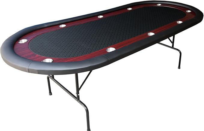 Poker Table 96 inches Light Series for 10 Player Games with Cup Holders Wooden Racetrack Felt