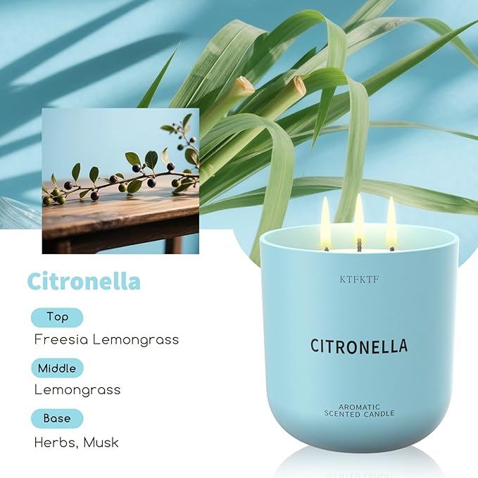 Citronella Candles Indoor Outdoor, 14.2oz Large Scented Candle for Home, Long Lasting Aromatherapy