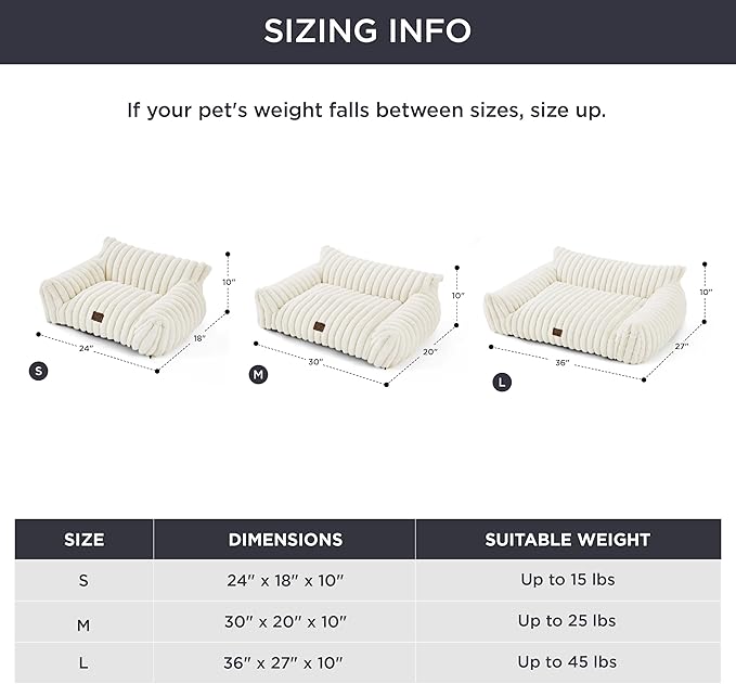 Bedsure Cute Cat Couch for Pets - Fluffy Dog Bed Small Medium Size Dog with Premium Soft Corduroy