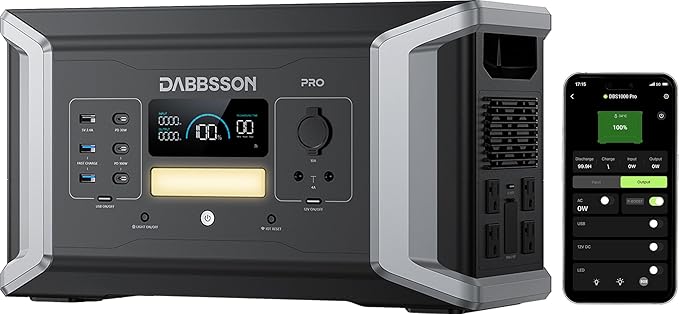Dabbsson Portable Power Station DBS1000 Pro,2000W 1024Wh Solar Generator,4xAC Pure Sine Wave