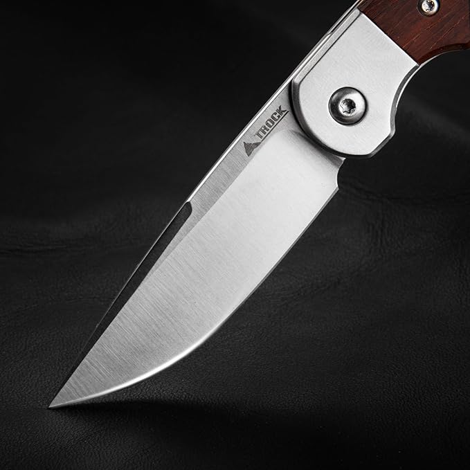 Small EDC Knife 2.8", Pocket Knife D2 Steel Point Blade Wood Handle - flipper Folding Knife for Men