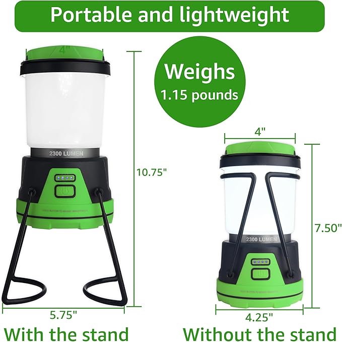 Rechargeable LED Camping Lantern - Power Outages, Hurricanes, Emergency, Hiking, Outdoor - Bright