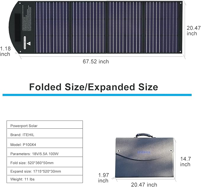 ITEHIL Solar Panel, 100W 18 Volt Monocrystalline Solar Panel Kits, Portable High Efficiency Solar