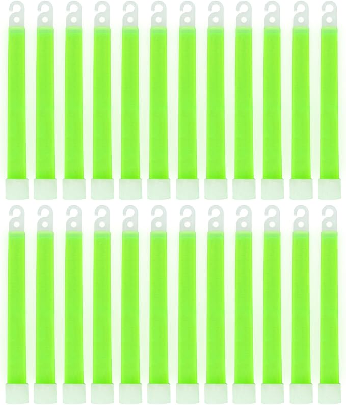 MediTac Green Glow Stick - Bright 6" Snap Sticks with 12 Hour Duration (24 Pack)