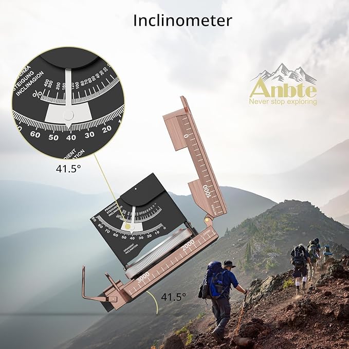 Compass Hiking Survival, IP65 Waterproof Metal Compass with Sighting Clinometer and Carry Bag