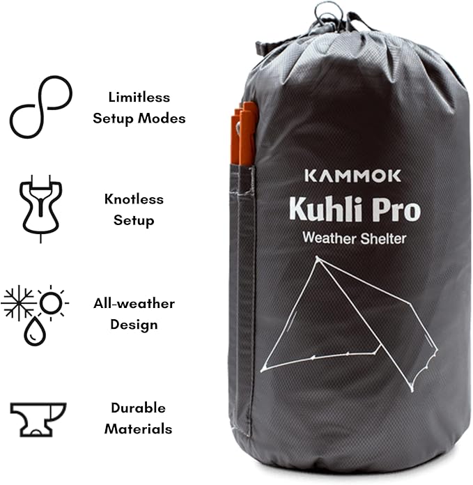 KAMMOK Kuhli Pro | Versatile Weather Shelter, (Waterproof, Durable, Portable, Camping Tarp, Hammock