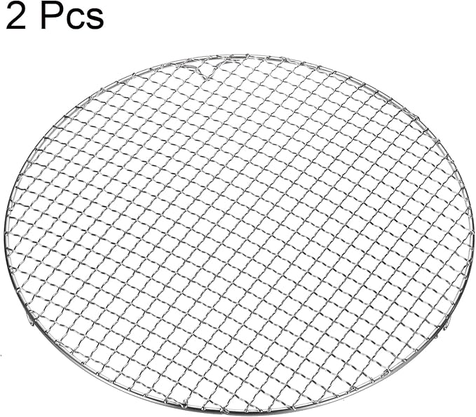 HARFINGTON 2pcs Round Cooking Rack 13.8-inch 201 Stainless Steel Cross Wire Barbecue Grill Net with