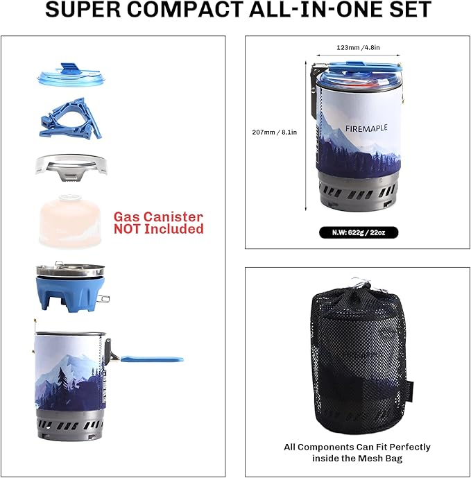 Fire Maple Polaris Pressure Regulator Cooking System | Portable Camping Backpacking Gas Stove with