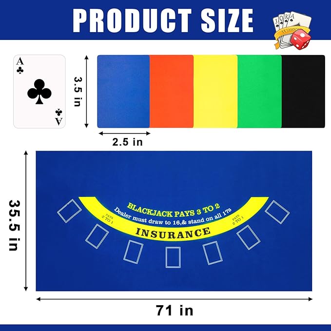 Aoriher Blackjack Game Combo Set, Include Blackjack Layout Felt,Shoe 6 Deck Automatic Card Shuffler