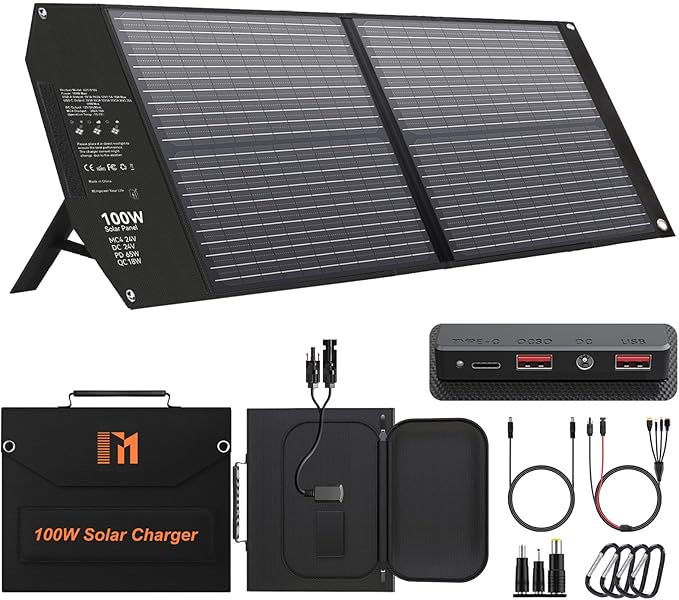 100W Portable Foldable Solar Panel Charger for Power Station Solar Generator with Kickstand 24V MC4