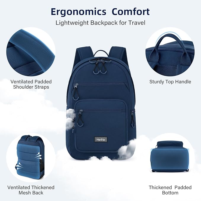 Carry On Travel Backpack For Women, 18 Inch Water Resistant Large Backpack Lightweight Bookbag For