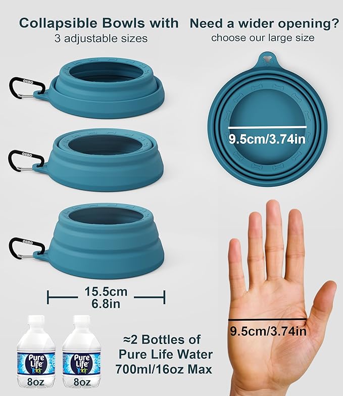 OHMO Spill Proof Collapsible Dog Water Bowl 24oz for Cars, No Splash Portable Bowls for Dog Travel