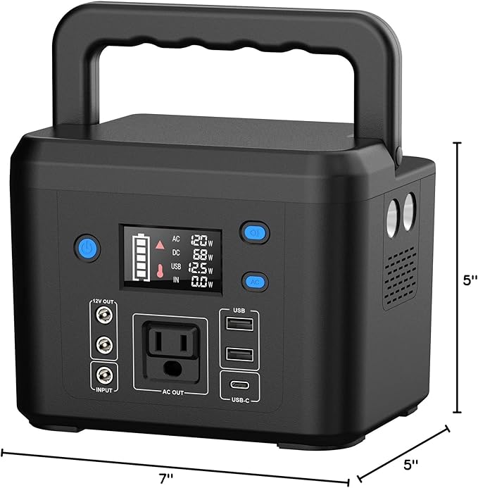 200W Portable Power Station, Powkey 120Wh/33,000mAh Power Bank with AC Outlet, 110V 6 Outputs Solar