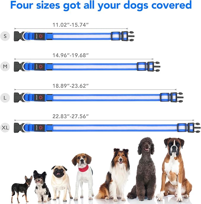 Vizpet LED Dog Collar, Light Up Dog Collar Adjustable USB Rechargeable Super Bright Safety Light