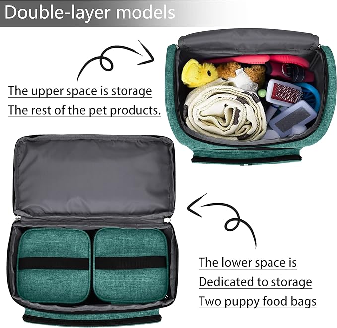 BAGLHER Pet Travel Bag, Double-Layer Pet Supplies Backpack (for All Pet Travel Supplies), Pet