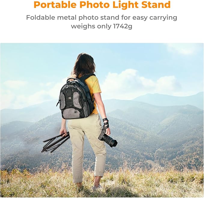 K&F CONCEPT Light Stand for Photography, 9.1ft/2.8M Portable Extendable Photo Video Tripod Stand